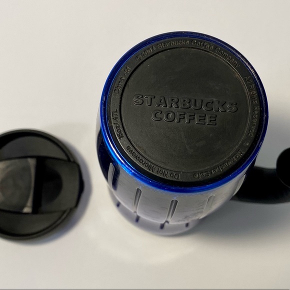Starbucks Coffee Blue Commuter Travel Mug Tumbler w/ Lid 16oz Black Handle 2004 - Picture 6 of 6